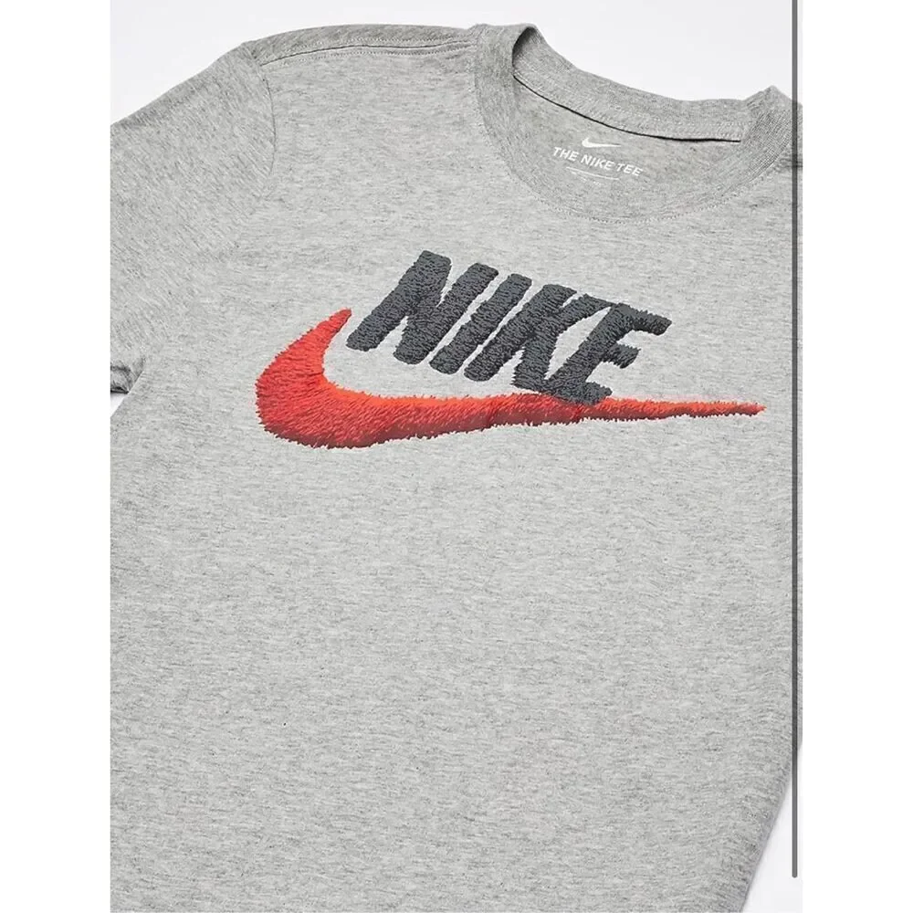 Nike Futura Logo Graphic Tee, T-Shirt, Grey/Red AR4993-063 Medium NWT